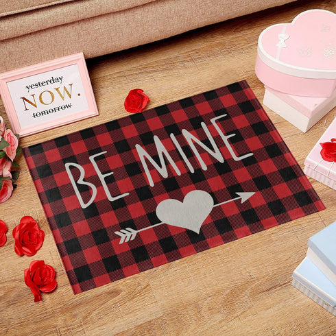 Valentine's Day Door Mat 17 X 29 Inches Be Mine Doormat Non-Slip and Washable Seasonal Holiday Low-Key Floor Mat Indoor Outdoor