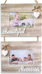 Beautiful Memories Rustic Double Wall Hanging Farmhouse 4x6 Picture Frame Set - A Decorative Collage Photo Frames with Whitewash Style Wood and Shabby Chic Decor. Marcos Para Fotos De Pared.