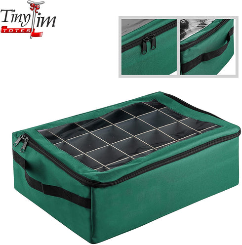 Tiny Tim Totes | Premium | 48 Christmas Ornament Organizer Storage Box | Green