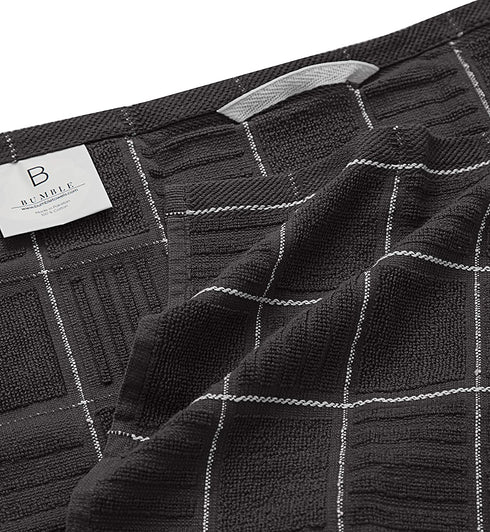 Pack of 6 Premium Kitchen Towels Set - Window Pane Design Kitchen Hand Towels - Large, 435 GSM, Ultra Absorbent - Dish Towels for Drying Dishes - Cotton Tea Towels - Kitchen Hand Towels - Grey