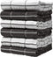 Pack of 6 Premium Kitchen Towels Set - Window Pane Design Kitchen Hand Towels - Large, 435 GSM, Ultra Absorbent - Dish Towels for Drying Dishes - Cotton Tea Towels - Kitchen Hand Towels - Grey