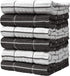 Pack of 6 Premium Kitchen Towels Set - Window Pane Design Kitchen Hand Towels - Large, 435 GSM, Ultra Absorbent - Dish Towels for Drying Dishes - Cotton Tea Towels - Kitchen Hand Towels - Grey