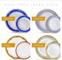 Laura Stein Designer Dinnerware Set | 32 Disposable Plastic Party Plates | Plates with Burgandy Rim & Gold Accents | Includes 16 x 10.75" Dinner Plates + 16 x 7.5? Salad Plates | Venetian