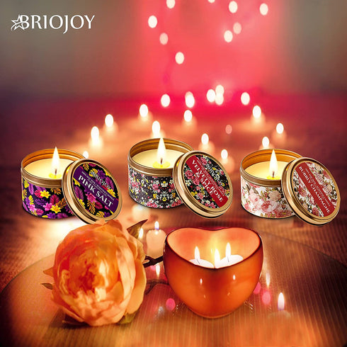 BRIOJOY Candle Gift- Scented Candle Gift Set for Women, Wife, Sister, Girlfriend - Natural Soy Candle for Home, Spa Relaxing - Mom Gift - Gifts for Women, Mothers - Anniversary, Birthday, Friend Gift