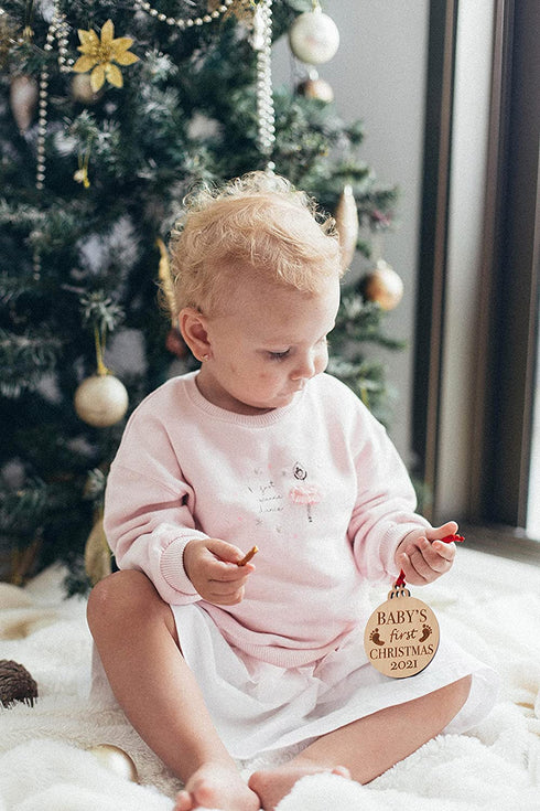 Heart's Sign Set of 3 Babys First Christmas Ornament 2021 | My First Christmas Baby Ornament | Our First Christmas as Mom & Dad Engraved Family Ornament | My First Christmas Tree