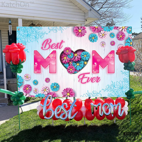XtraLarge, Best Mom Ever Mothers Day Banners - 72x44 Inch | Mothers Day Decorations for Party | Happy Mothers Day Banner Backdrop | Happy Mothers Day Banner for Mothers Day Centerpiece Decorations