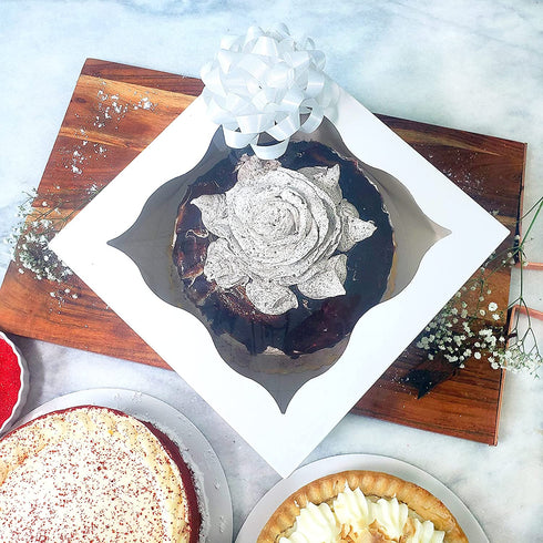 Haus Spirit - Cake Boxes 10 x 10 x 5 inch with Window and 10 inch Round Cake Boards (Pack of 10)