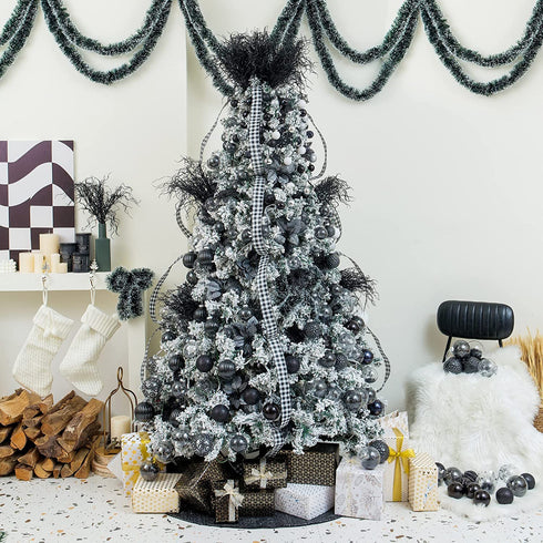 XmasExp Christmas Ball Ornaments (2.36", Black) 34ct Christmas Ball Ornaments Shatterproof Xmas Tree Hanging Balls Decorations Perfect for Holiday Wedding Christmas Decor