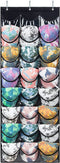 Baseball Hat Rack for Door/Wall, Hanging Over The Door Cap Collection Storage Organizer with 24 Clear Pockets to Protect Hat, Display Your Baseball Caps, Complete with Over Door Hooks (black1)