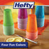 Hefty Party On Disposable Plastic Cups, Assorted, 16 Ounce, 80 Count