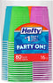 Hefty Party On Disposable Plastic Cups, Assorted, 16 Ounce, 80 Count