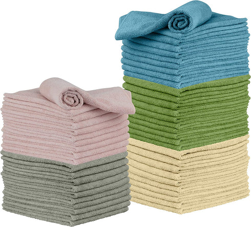 Microfiber Cleaning Cloth, 50 Pack 12 x 16 - for Kitchen, Car, Super Absorbent Cloths - Polishing Shop Rags with Streak Free Finish for Indoor, Outdoor Surfaces - Premium Dusting Huck Towels