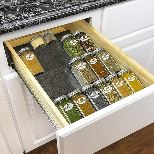 Lynk Professional Spice Rack Tray - Heavy Gauge Steel 4 Tier Drawer Organizer for Kitchen Cabinets, Silver Metallic, Medium, 10-1/4"/Medium (430411DS)