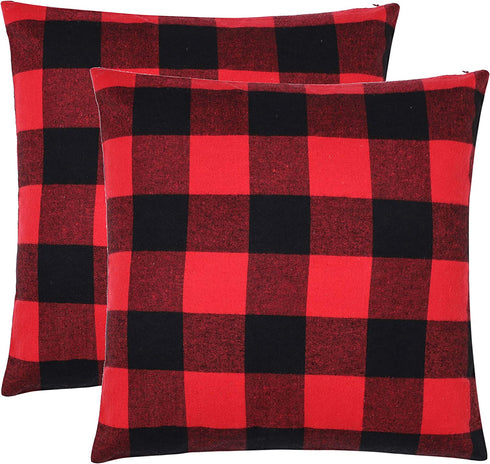 BETTERLINE Buffalo Check Plaid Set of Table Runner and 2 Throw Pillow Covers - Plaid Pattern Checkers - 72 Inch x 14 Inch Runner and 18 Inch x 18 Inch Pillow Cover Case