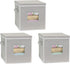 SimpleHouseware 3-Pack 12-Inch Cubic Storage Basket w/ Lid, Window and Side Handles, Grey
