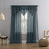 No. 918 Erica Crushed Texture Sheer Voile Beaded Ascot Rod Pocket Curtain Valance, 51 in x 24, Teal