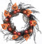 BOMMETER 22 inch Pre-Lit Halloween Deco Mesh Wreath with Timer, Lighted Front Door Wreath with 20 Warm LED Light, for Home Wall Hanging Halloween Décor (Brown)