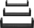 GREENDEW Wall Mounted Floating Shelves Set of 3, Modern Display Hanging Shelves, Wood Storage Shelves for Room, Kitchen, Office, Home Decor (Black)