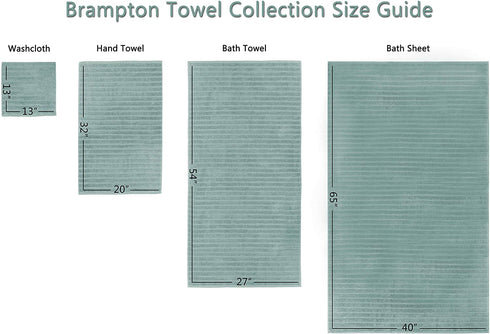 Classic Turkish Towels - 6 Pack Ribbed Wash Cloths for Your Body and Face -100% Cotton, Soft, Absorbent and Quick Dry Face Wash Towels (Spa Green, 13 x 13 Inches)