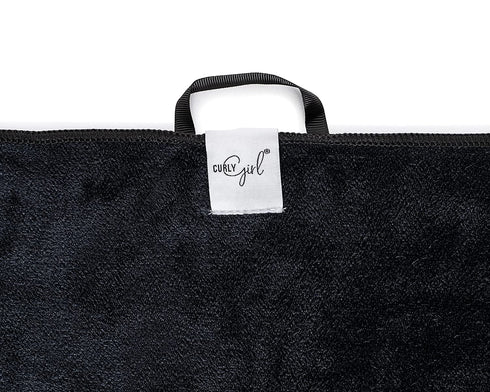 Curly Girl, Curly Hair Towel, Large Microfiber 22" x 39", Super Absorbent (Black)