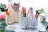 Makeup Brush Holders Crystal Makeup Brush Organizer Makeup Storage Makeup Brush Cup Holders Handcrafted Bling Gorgeous Decor for Vanity Extra Capacity Wide Opening (Silver)