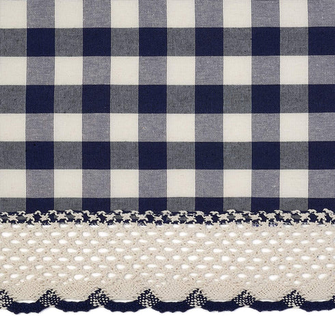 Achim Home Furnishings Tie Up Shade Buffalo Check Window Curtain, 42 in x 63 in, Navy & Ivory