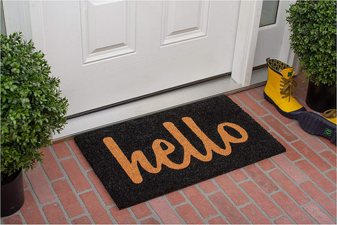 Calloway Mills 100231729BNS Script Hello Doormat, 17" x 29", Black/Natural