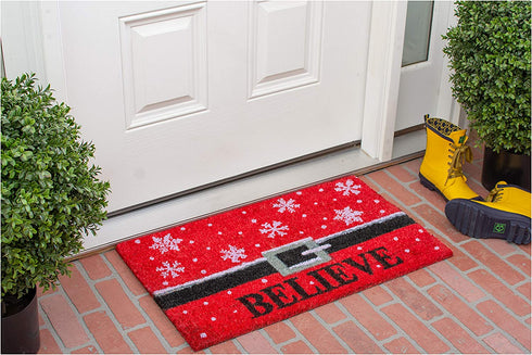 Calloway Mills 101811729 Believe Doormat, 17" x 29", Red/Black/White