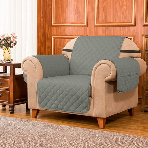 Subrtex Sofa Slipcover Reversible Armchair Cover Quilted Chair Slipcover Couch Cover Furniture Protector for Living Room Washable Chair Slip Cover for Pets (Chair, Light Gray)