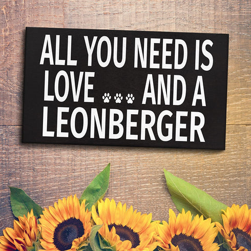 JennyGems Leonberger Sign, All You Need is Love and a Leonberger, Wood Sign, 9.5x5.5 Inches, Leonberger Mom, Leonberger Gifts, Leonberger Dogs, Leonberger Decor, American Made