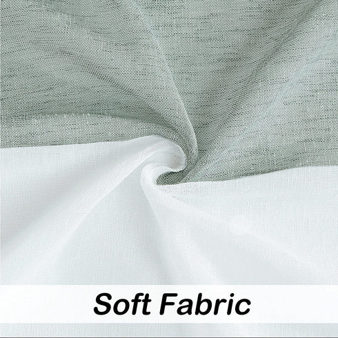 Central Park Sage Green White Stripe Sheer Color Block Window Curtain Panel Pairs Linen Drape Treatment for Bedroom Living Room Farmhouse 95 inches Long with Rod Pocket,2 Panel Rustic Living Panels