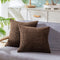 CaliTime Pack of 2 Comfy Throw Pillow Covers Cases for Couch Sofa Bed Decoration Comfortable Supersoft Corduroy Corn Striped Both Sides 20 X 20 Inches Coffee