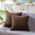 CaliTime Pack of 2 Comfy Throw Pillow Covers Cases for Couch Sofa Bed Decoration Comfortable Supersoft Corduroy Corn Striped Both Sides 20 X 20 Inches Coffee