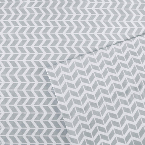 Intelligent Design Microfiber Bed Sheet Set Wrinkle Resistant, Soft Sheets with 12" Pocket, Modern, All Season, Cozy Bedding-Set, Matching Pillow Case, Queen, Grey Chevron, 4 Piece