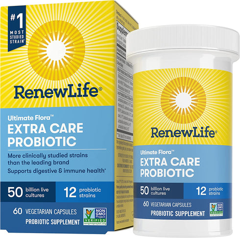 Renew Life Adult Probiotics, 50 Billion CFU Guaranteed, Probiotic Supplement for Digestive & Immune Health, Shelf Stable, Gluten Dairy & Soy Free, 60 Capsules