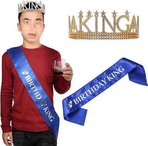 Birthday king sash and King's Crown, Birthday Gifts for Men's Birthday Party