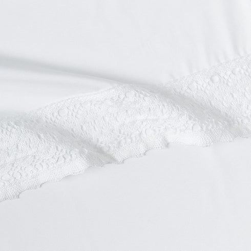 Amrapur Overseas | 3-Piece 100% Microfiber Crochet Lace Bed Sheet Set (White, Twin)
