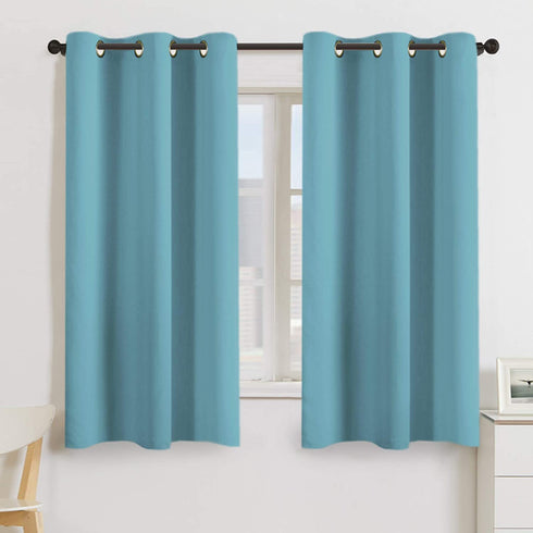 Blackout Curtains Panels for Bedroom - Ultra Soft Microfiber Noise Reducing Thermal Insulated Solid Grommet Window Drapes (Two Panels, 42 x 63 Inch, Aqua)