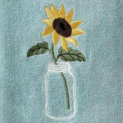 SKL HOME Sunflower in Jar Hand Towel Set, 16x25, Aqua