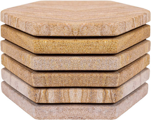 Marbco Sandstone Water Absorbent Hand Crafted Round Coasters for Drinks - 4 Inches Wide Thirsty Stone Bar, Drink Coasters- Made from Rainbow Sandstone