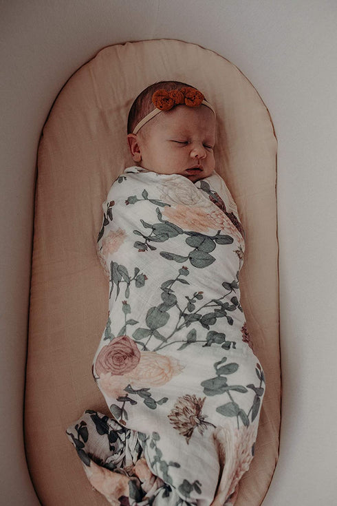 Frankie Lane Baby Girl Swaddle Blanket Single, 47 x 47 inches - Organic Newborn Receiving wrap for Girls in Handmade Floral Design - Newborn Baby Girl Gifts Essential Muslin Swaddle Blankets