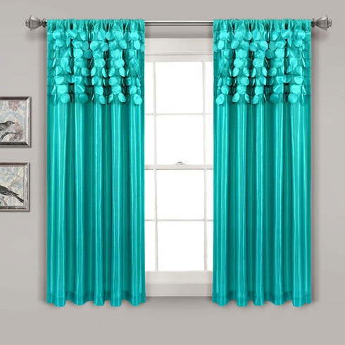Lush Decor Turquoise Circle Dream Window Curtains Panel Set for Living, Dining Room, Bedroom (Pair), 63? x 54