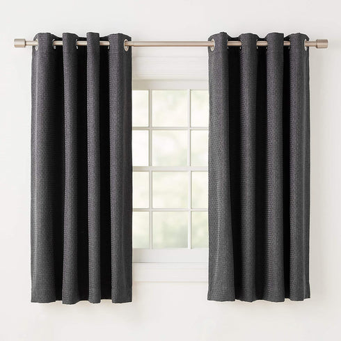 Amazon Basics 100% Blackout Basket Weave Window Panel with Grommets and Thermal Insulated, Noise Reducing Blackout Liner - 52" x 54", Graphite Grey