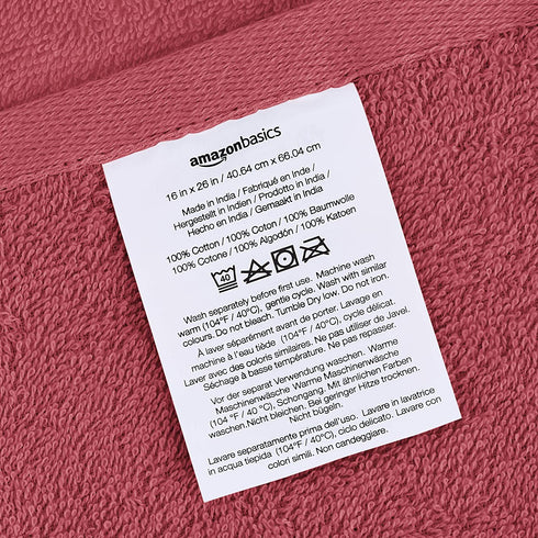 Amazon Basics Cosmetic Friendly Towel Set - 8-Piece Set, Raspberry Parade