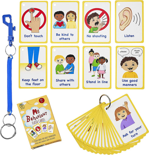 My Behaviour Cards 27 Flash Cards for Visual aid Special Ed, Speech Delay Non Verbal Children and Adults with Autism or Special Needs