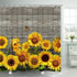 Likiyol Sunflower Shower Curtains, Wooden Board Sunflowers Shower Curtain with 12 Hooks for Bathroom Waterproof Durable Shower Curtains (Brown Yellow, 70 x 69 inches)
