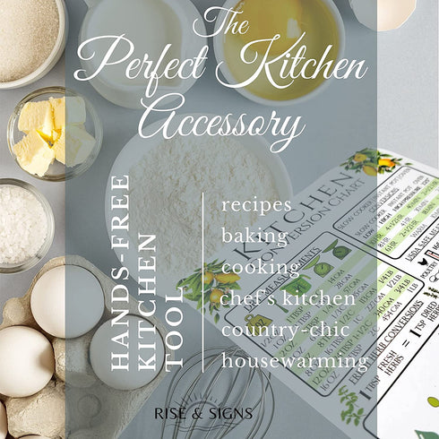 Kitchen Measurement Conversion Chart Modern Farmhouse Design | 8x6 Inch Refrigerator Magnet | Magnetic Kitchen Reference Table w/ Safe Cooking Temperature Guide - Slow Cooker, Instant Pot Cheat Sheet