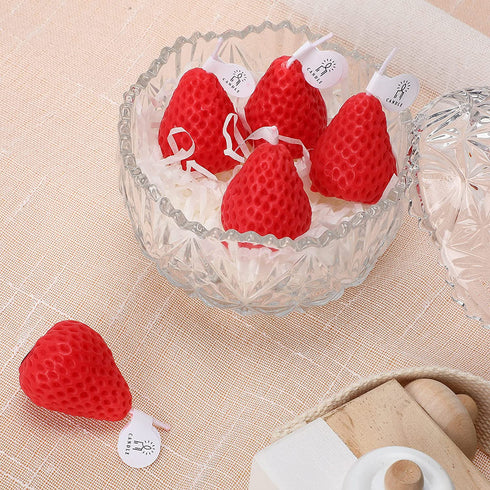 Nuanchu 8 Pieces Valentine Day Red Strawberry Candle Strawberry Shaped Scented Candle Mini Soy Wax Candle Small Scented Candle Wax Decorative Candle for Bedroom Bathroom Decoration Parties, 2 Packs
