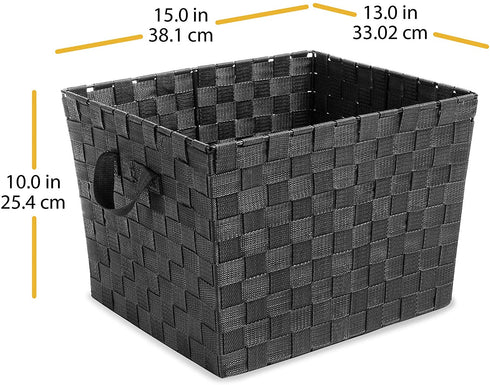 Whitmor Woven Strap Tote Black