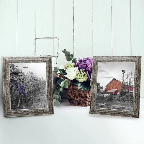 Americanflat 8x10 Rustic Tan Picture Frame with Polished Glass - Horizontal and Vertical Formats for Wall and Tabletop - Pack of 2